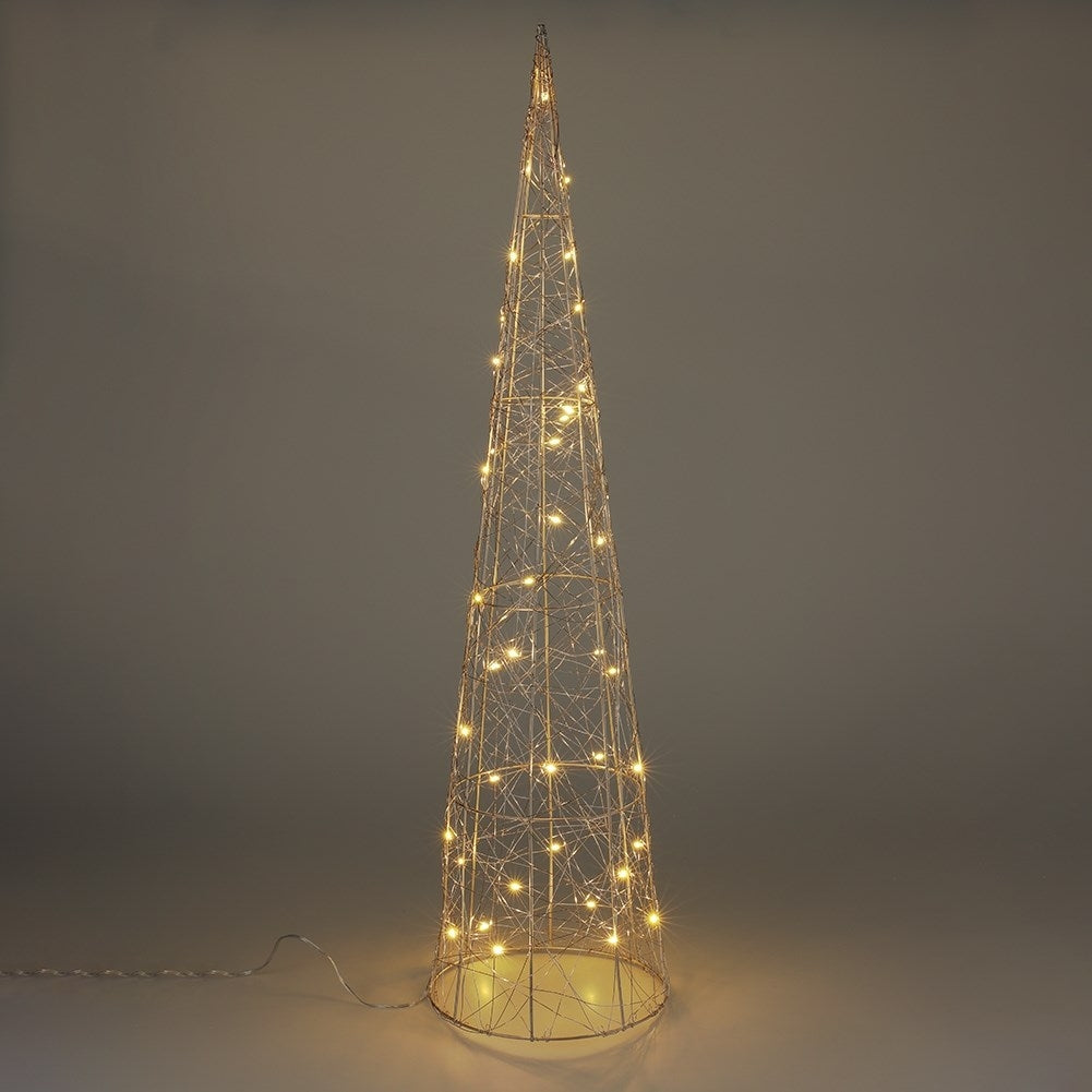 Cone-shaped Christmas tree 80 cm with 40 LED lights in gold