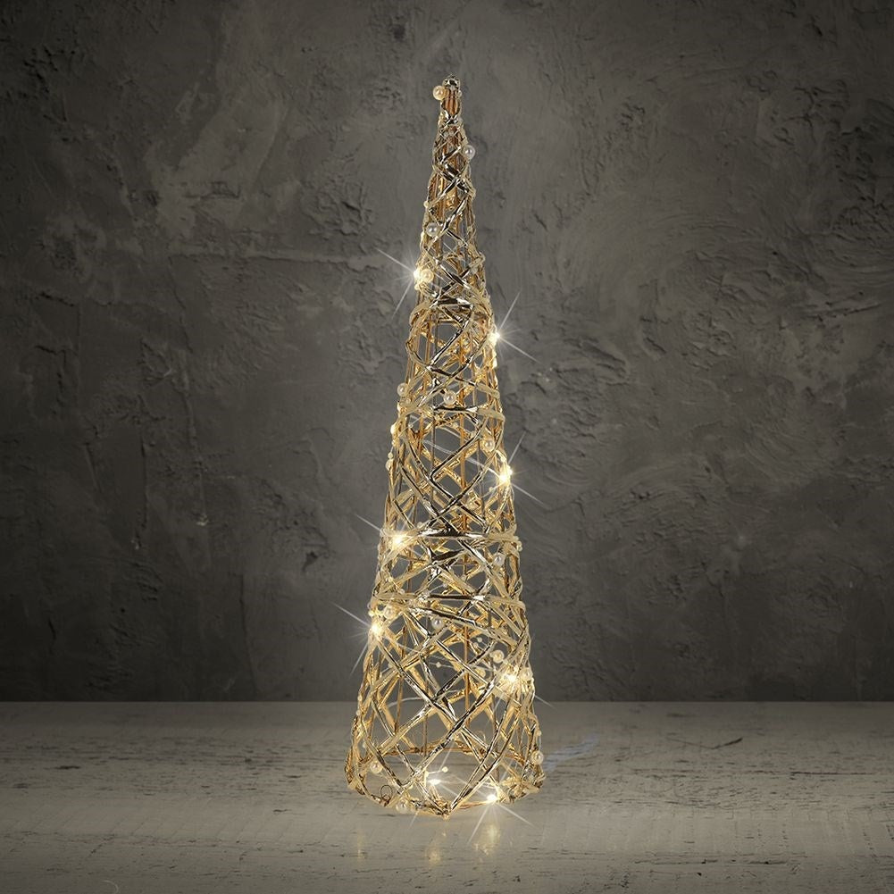 Cone-shaped Christmas tree with LED lights, 80 cm high