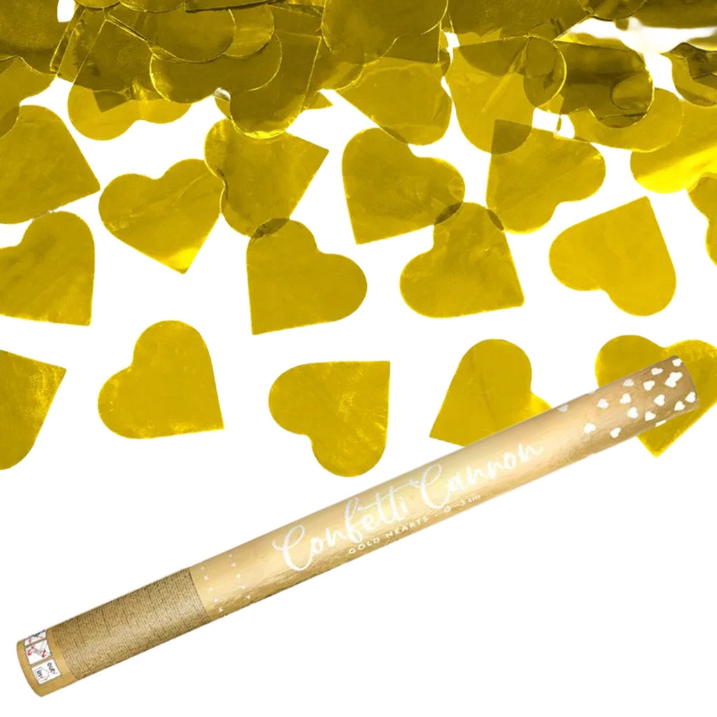 Confetti tube shooting with gold hearts 60cm
