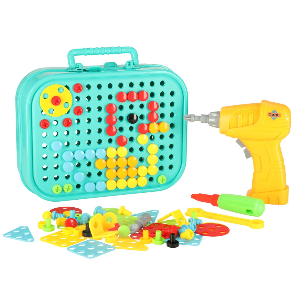 Construction blocks in a suitcase + dino screwdriver