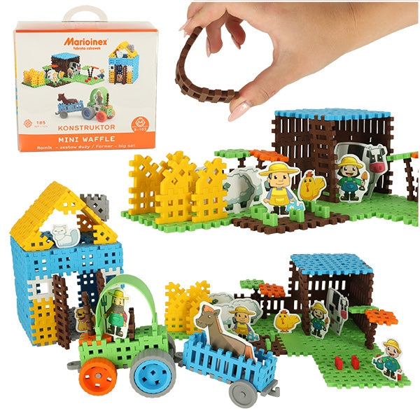 Construction blocks mini waffle farmer blister 185 pieces