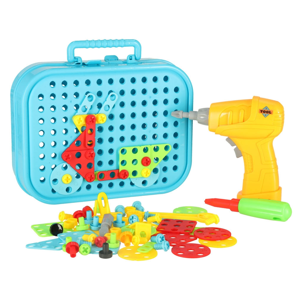 Construction bricks in a suitcase + screwdriver guard po