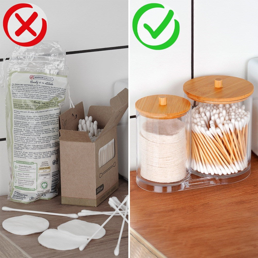 Container for cotton buds and cosmetic pads
