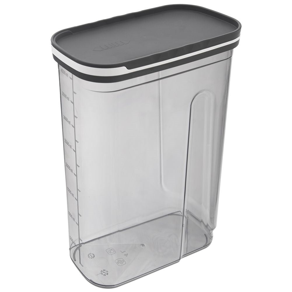 Container with dosing lid for dry goods, incl. measure