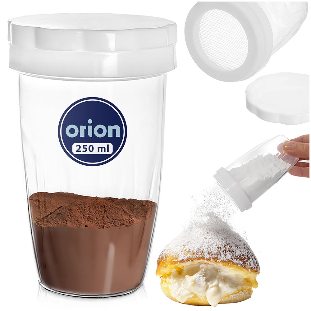 Container with sieve for powdered sugar and cinnamon 250 ml