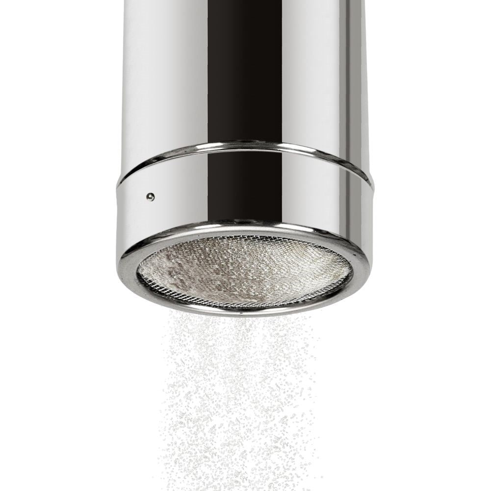 Container with strainer & lid for icing sugar, cocoa, coffee, sprinkles