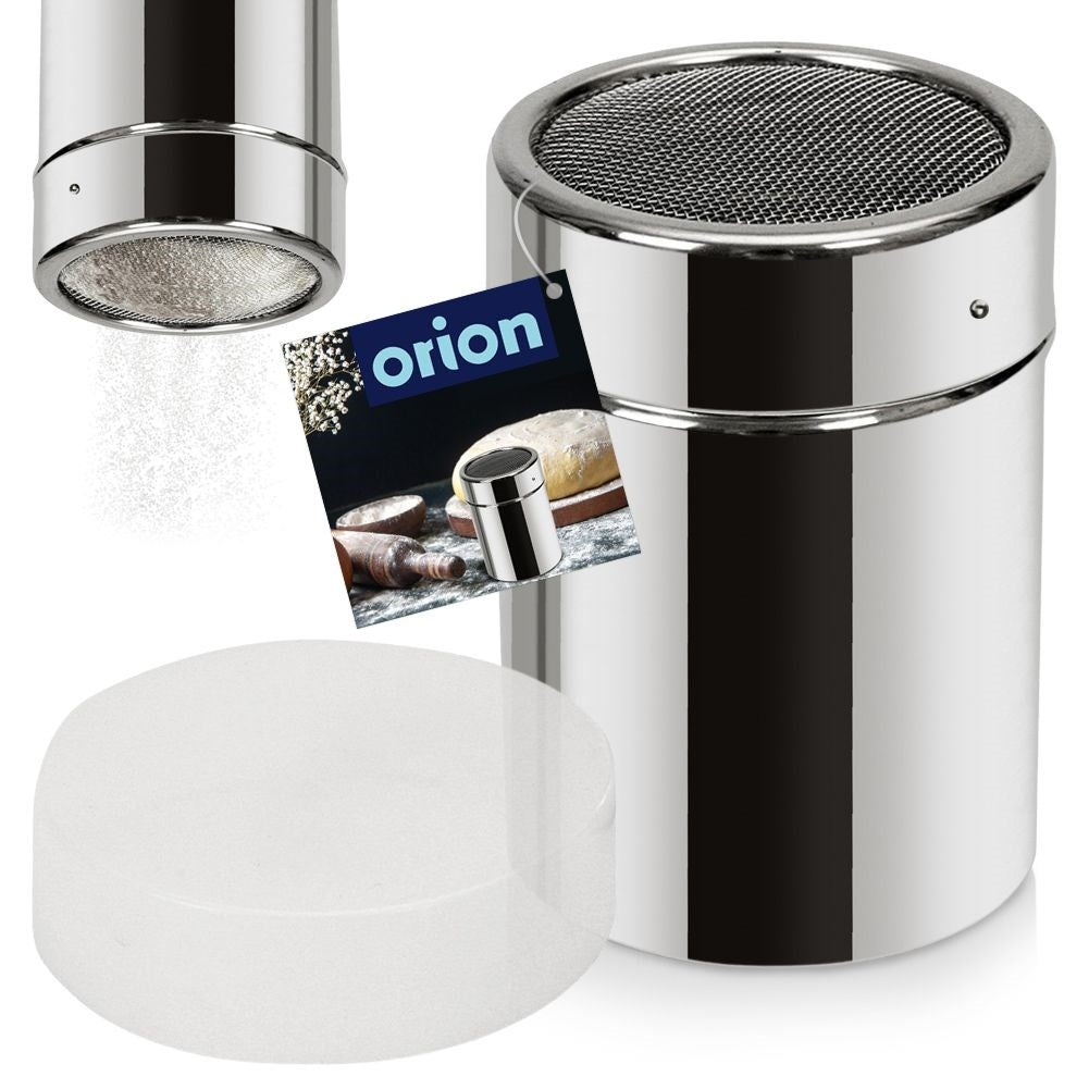 Container with strainer & lid for icing sugar, cocoa, coffee, sprinkles