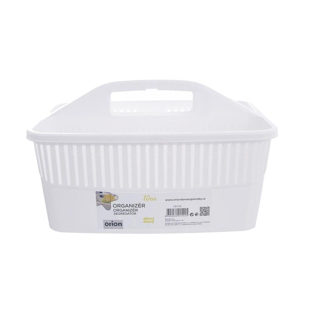 Convenient white storage box with handle for cleaning agents