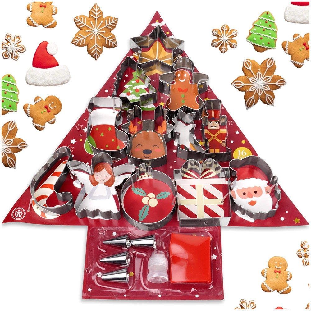 Cookie Baking Set with 12 Steel Cutters & Pastry Bag