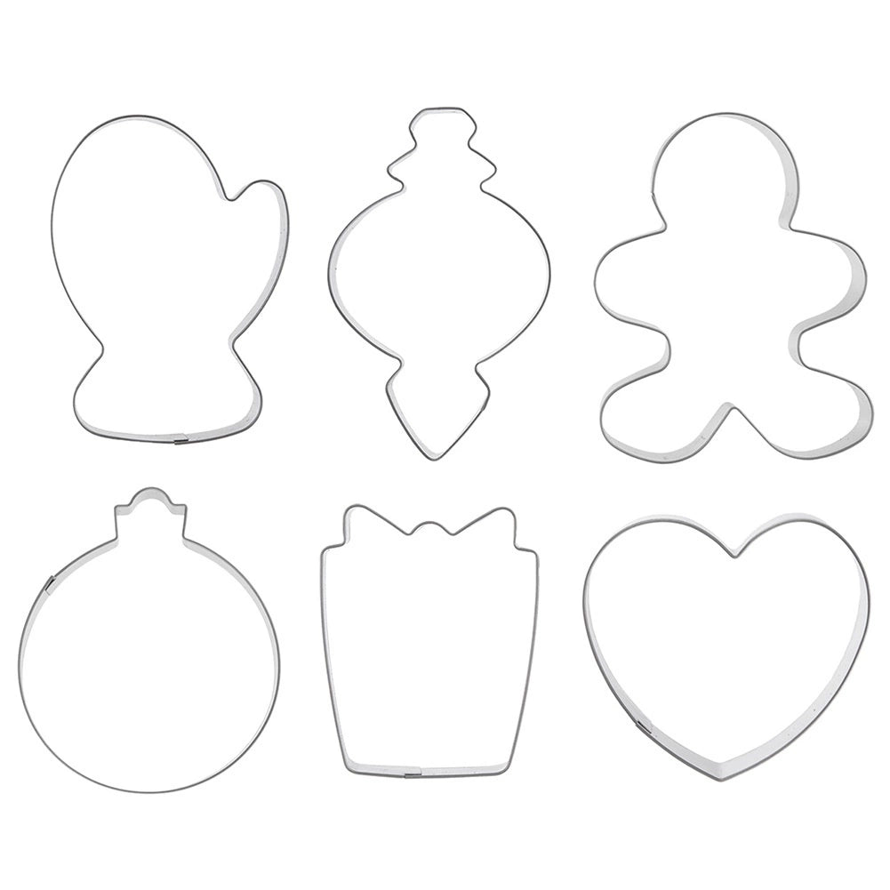 Cookie Cutters Set, Stainless Steel, 6 Festive Shapes