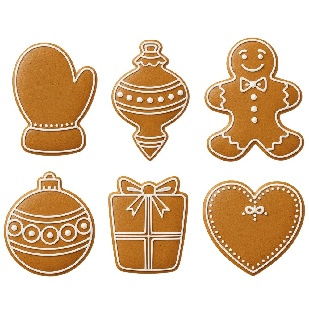 Cookie Cutters Set, Stainless Steel, 6 Festive Shapes