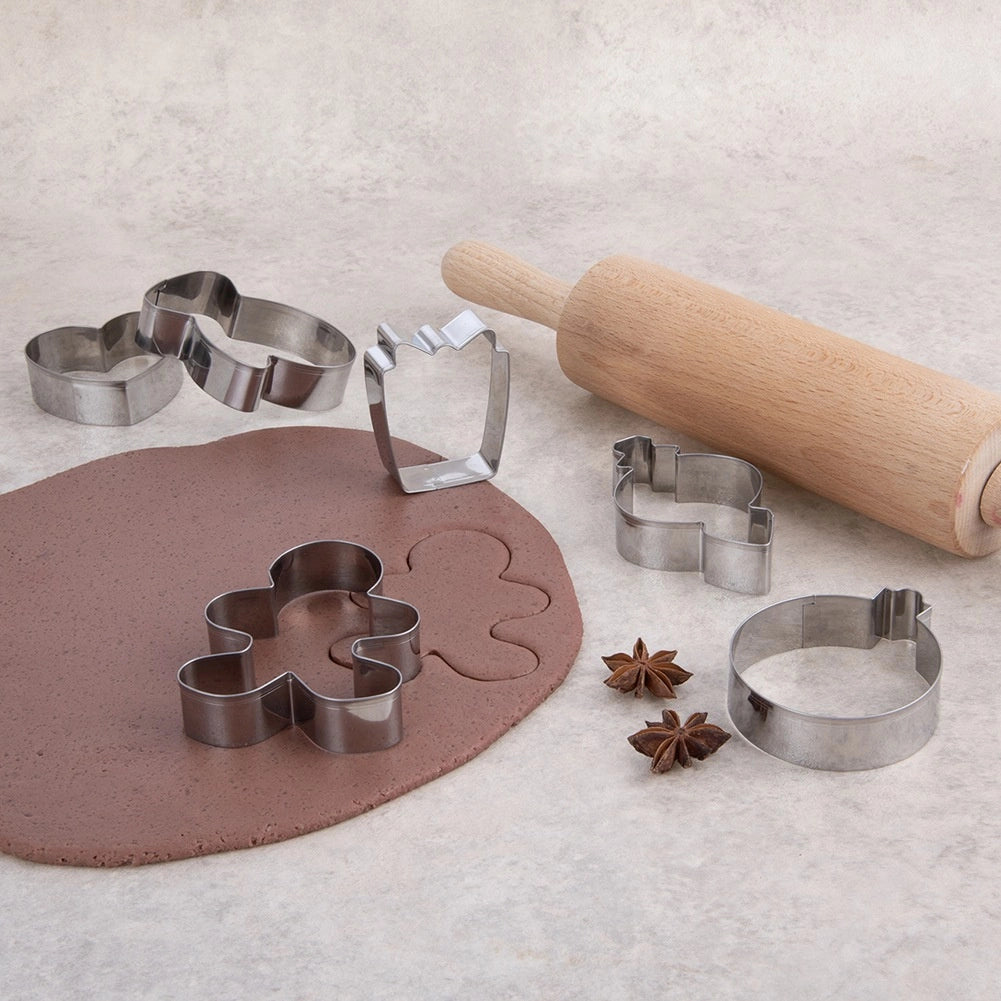 Cookie Cutters Set, Stainless Steel, 6 Festive Shapes