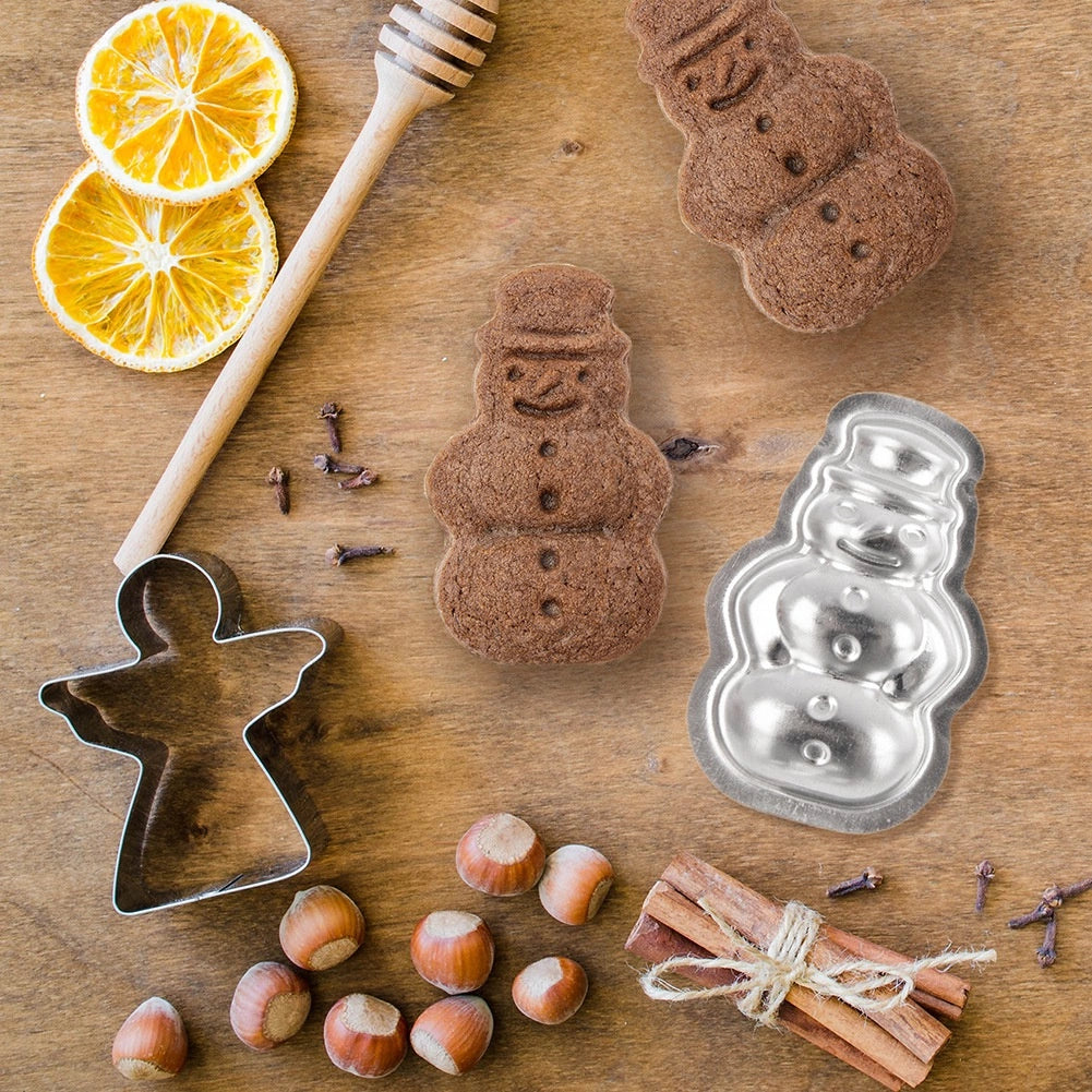 Cookie Cutters Set, Steel, Snowman Shape, 20 Pcs