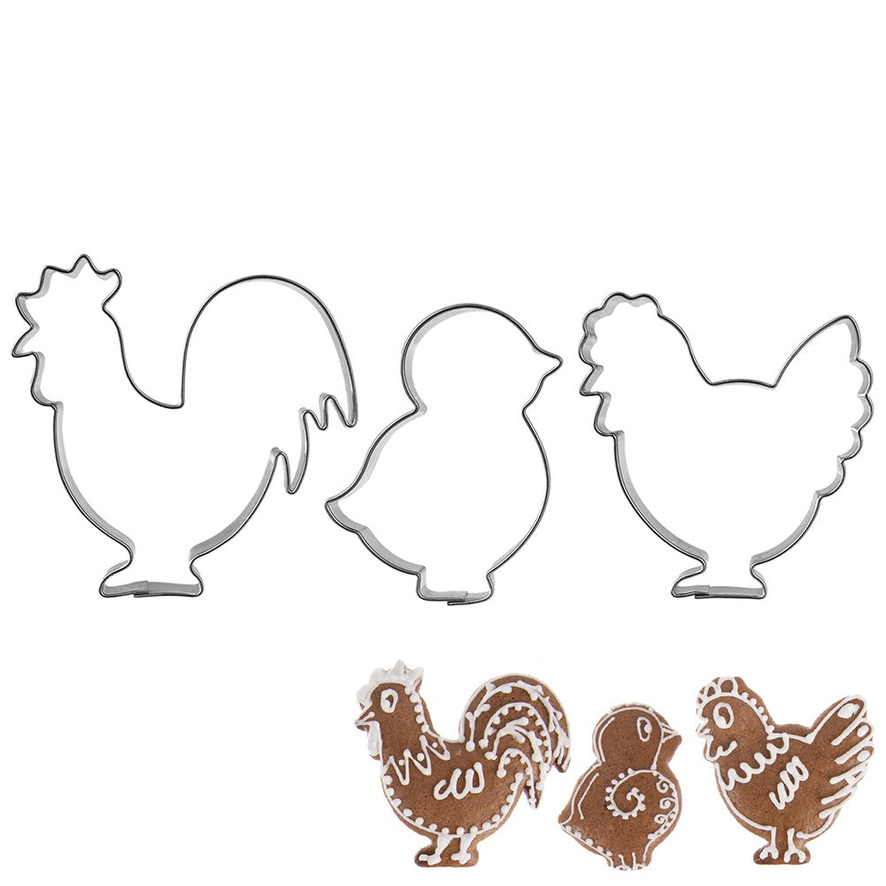 Cookie cutters rooster hen chick 3 pcs.