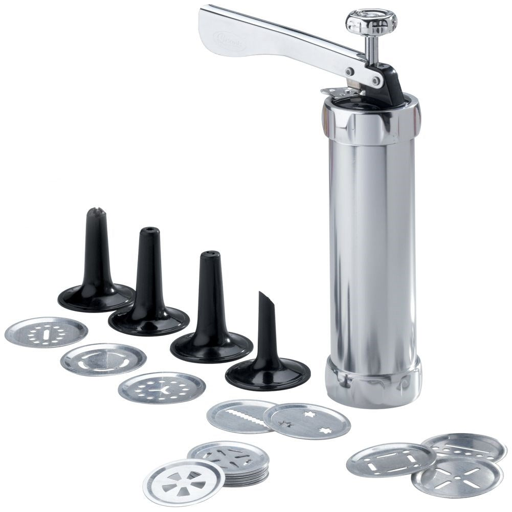 Cookie press 21 cm: Decorate cakes and desserts with 25 pieces