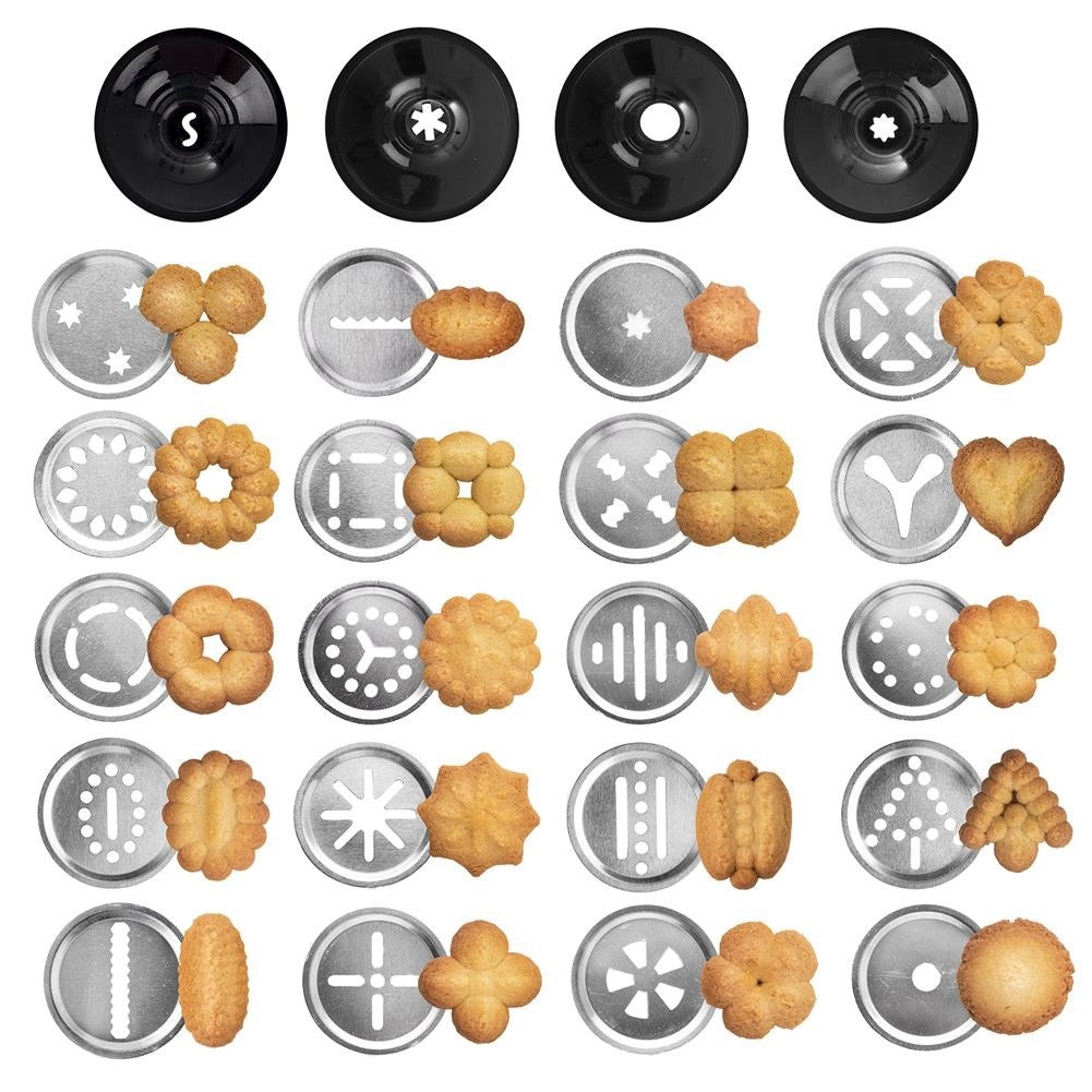 Cookie press 21 cm: Decorate cakes and desserts with 25 pieces