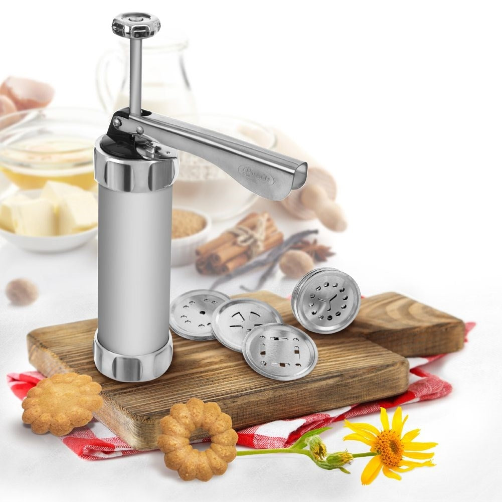 Cookie press 21 cm: Decorate cakes and desserts with 25 pieces