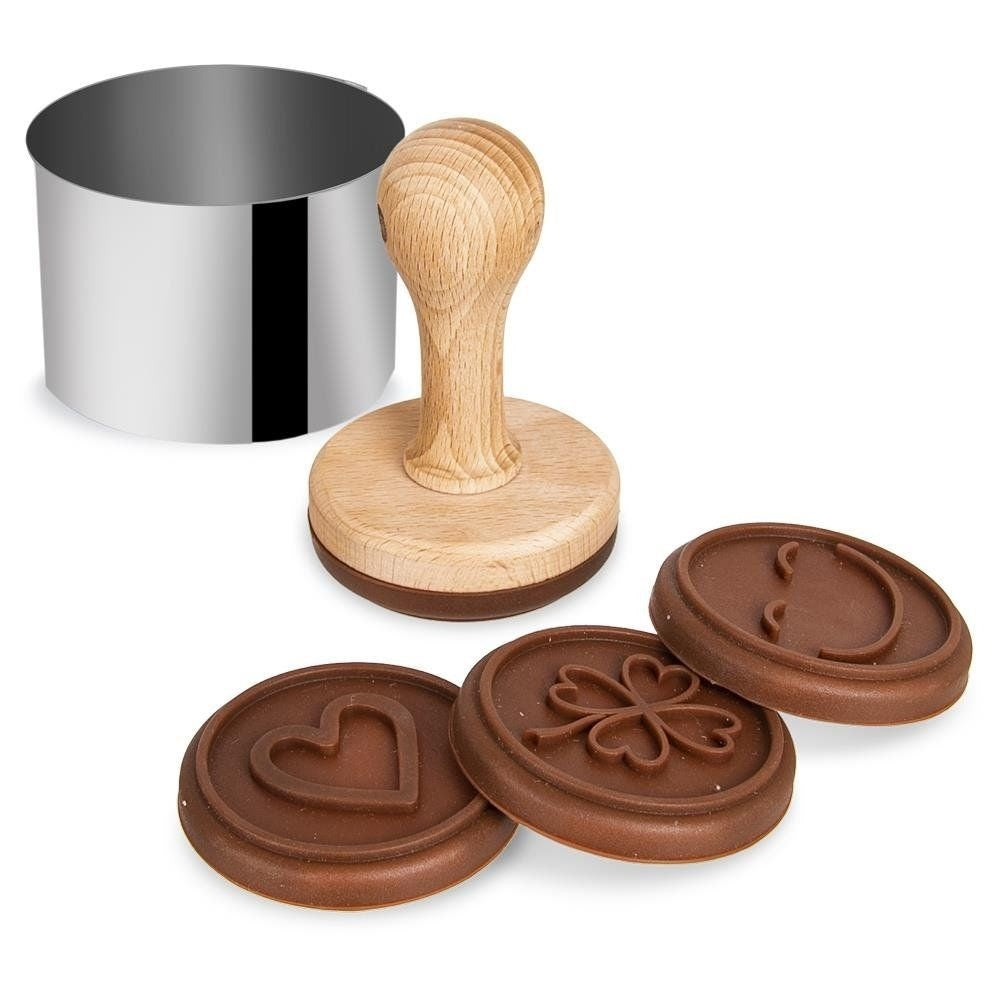 Cookie stamp set: Wooden stamp, Silicone tips & Forming ring