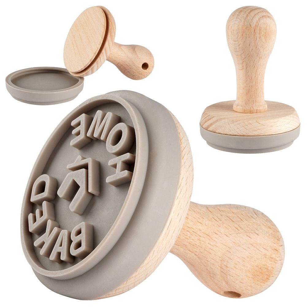 Cookie stamp with Home Baked text, removable silicone, 6 cm