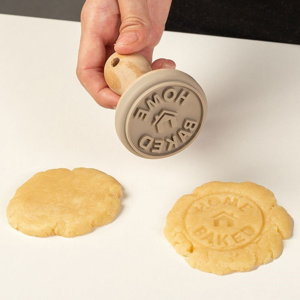 Cookie stamp with Home Baked text, removable silicone, 6 cm