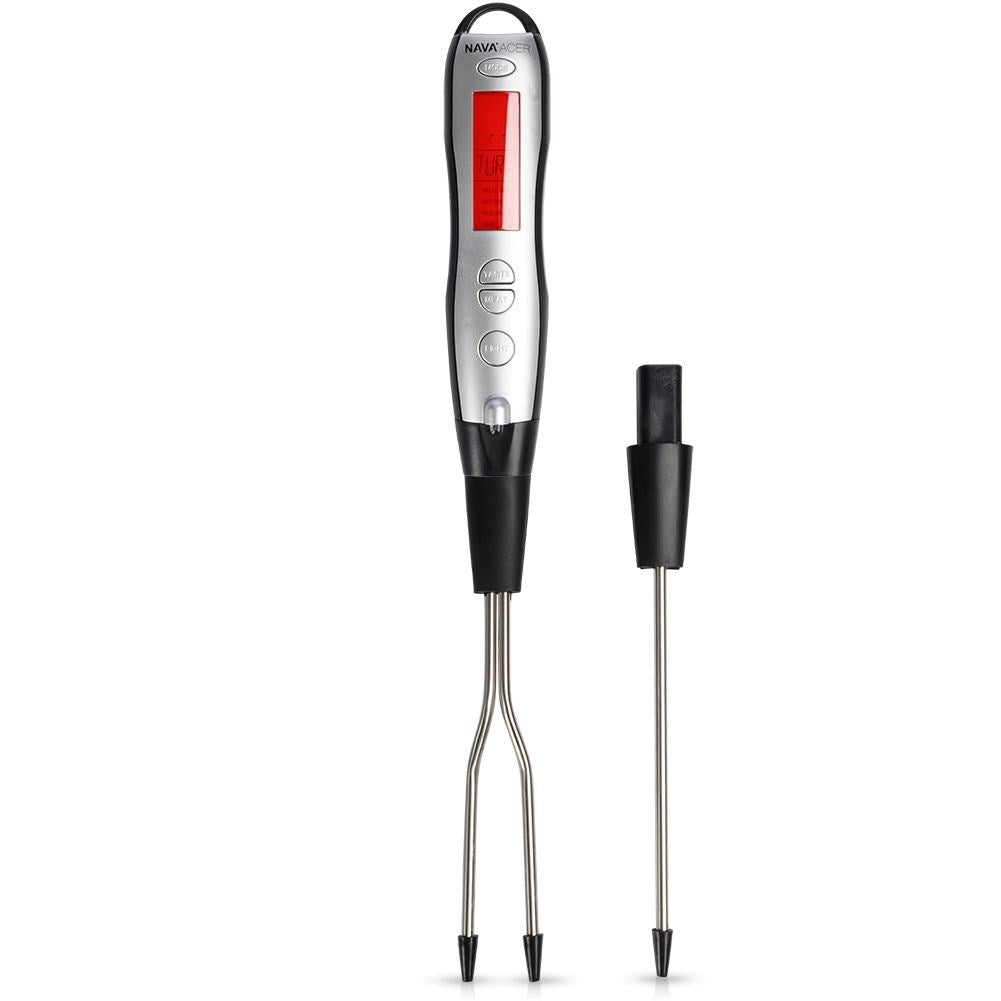 Cooking thermometer with sticks and forks