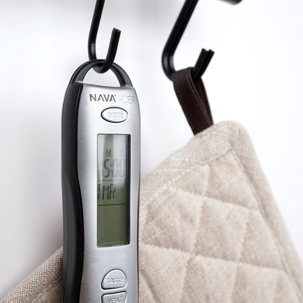 Cooking thermometer with sticks and forks