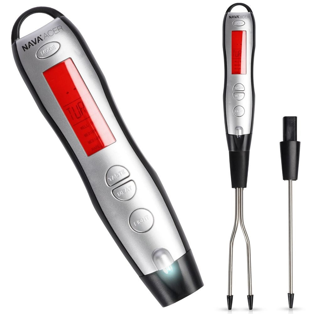 Cooking thermometer with sticks and forks