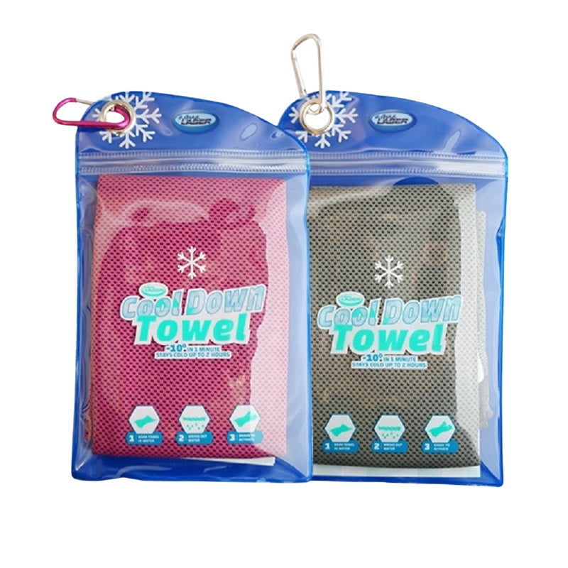 Cool Down Towel - in bag - Grey + Pink