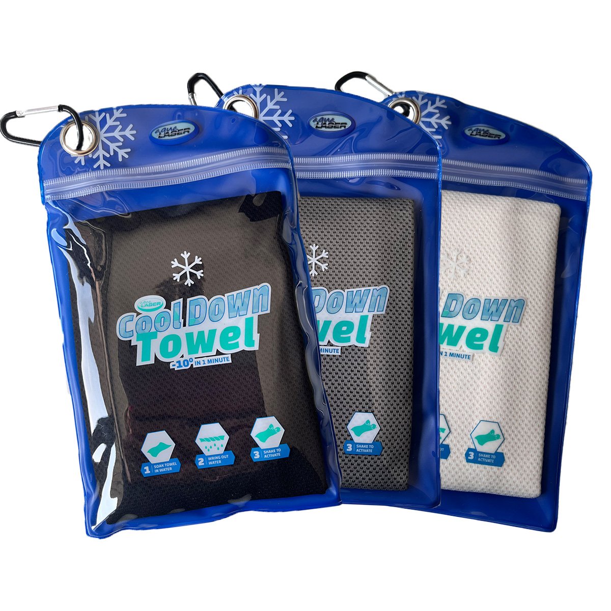 Cool Down Towel - incl. tas - Black + Grey + White