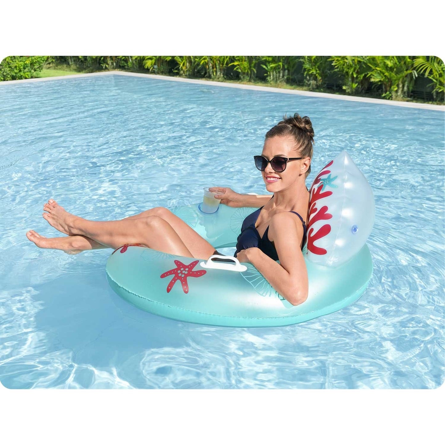 Coral Bliss swimming ring with backrest 107 x 113 cm Bestway 43730