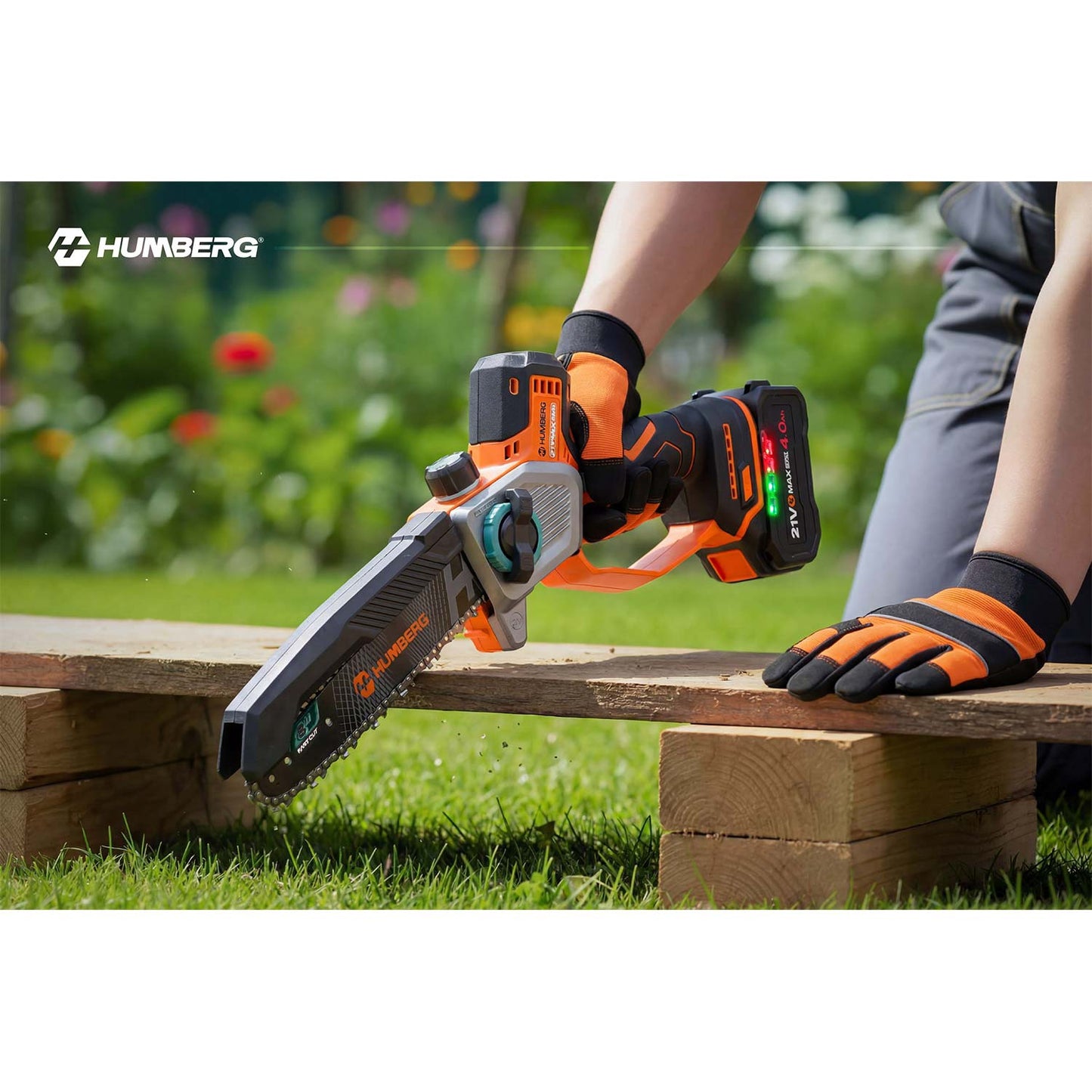 Cordless Chainsaw 21V 4Ah, 10" & 8" Guide Bars, Kit
