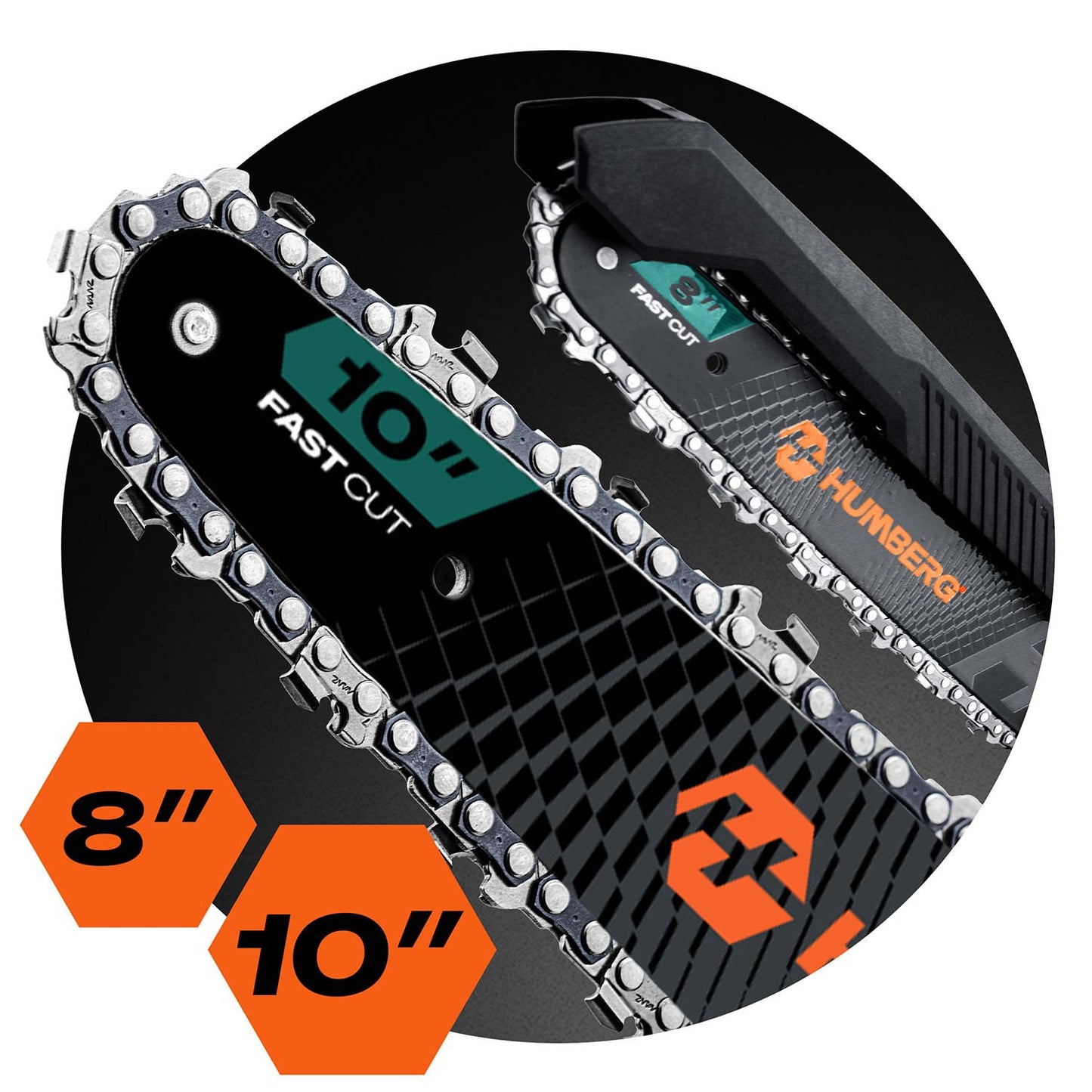 Cordless Chainsaw 21V 4Ah, 10" & 8" Guide Bars, Kit