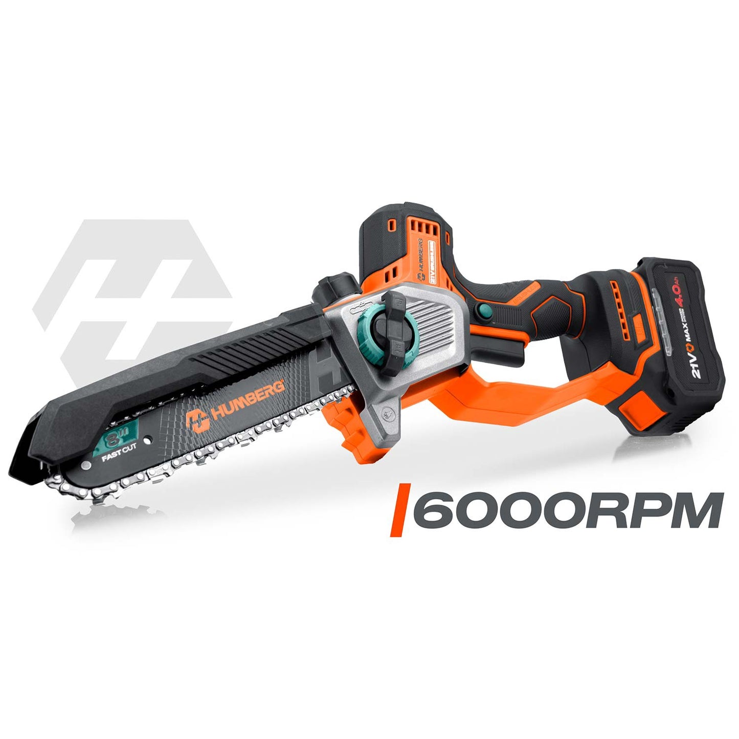 Cordless Chainsaw 21V 4Ah, 10" & 8" Guide Bars, Kit