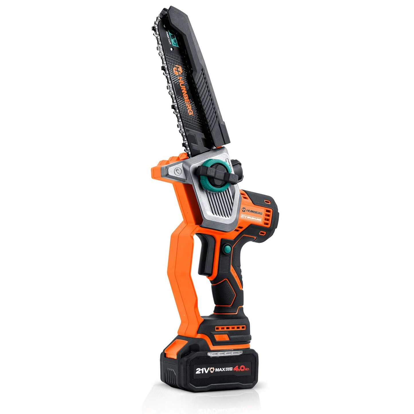 Cordless Chainsaw 21V 4Ah, 10" & 8" Guide Bars, Kit