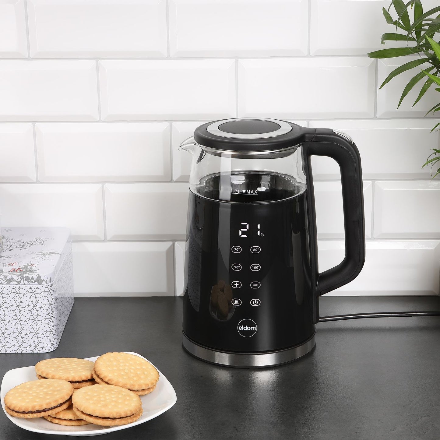 Cordless Electric Kettle 1.7L, 2200W, Temp Control