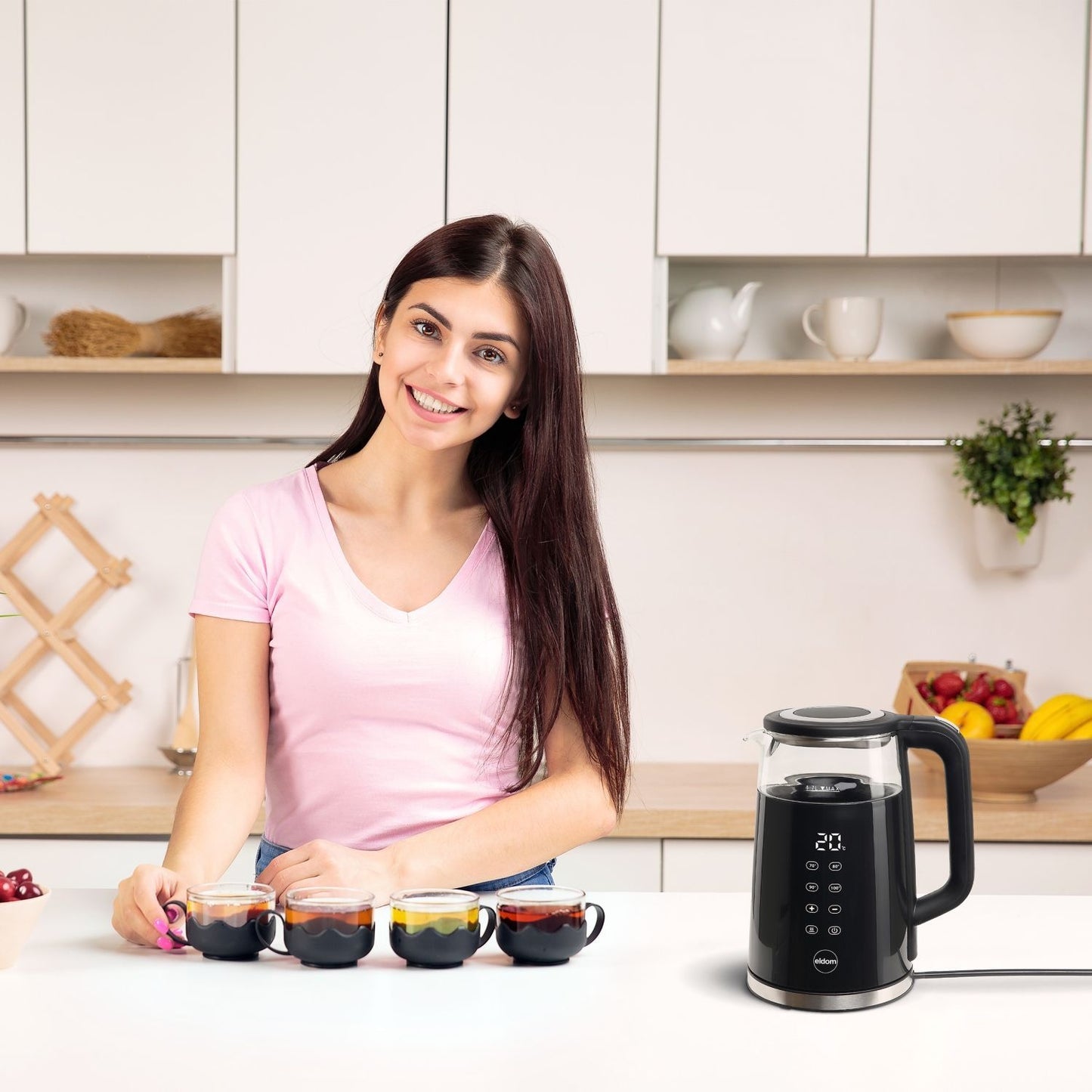 Cordless Electric Kettle 1.7L, 2200W, Temp Control