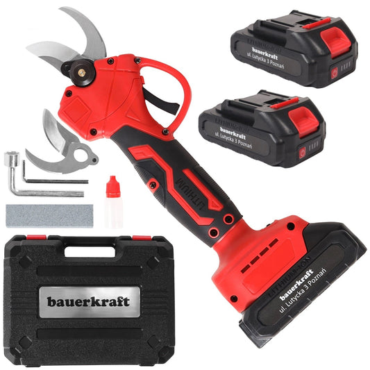 Cordless Electric Pruning Shears 21V, 30mm Cut, 2 Batteries