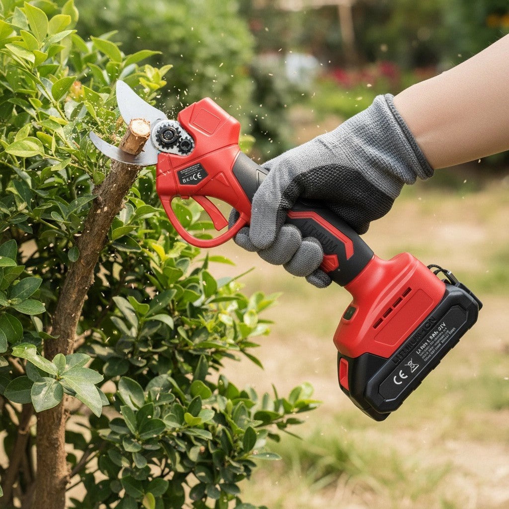 Cordless Electric Pruning Shears 21V, 30mm Cut, 2 Batteries