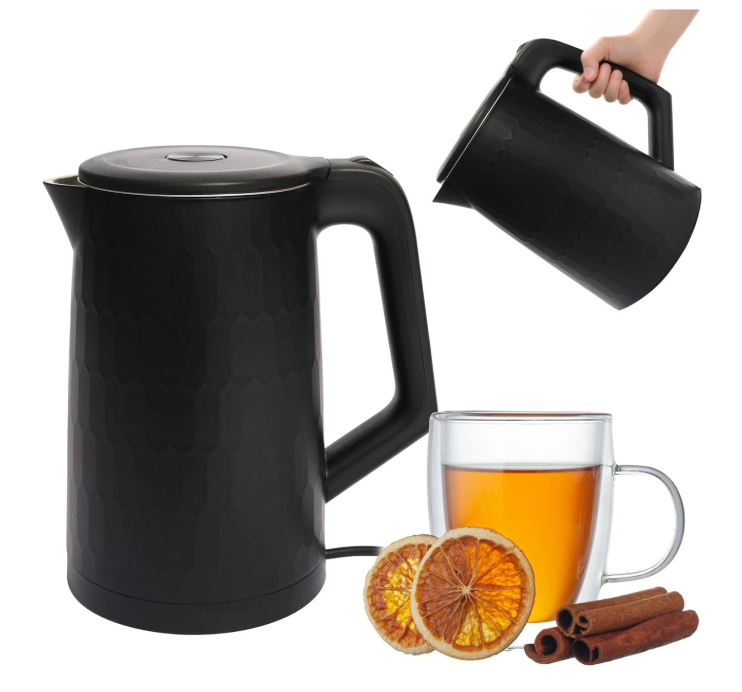 Cordless Electric Travel Kettle, 1.8L, 1500W, Black
