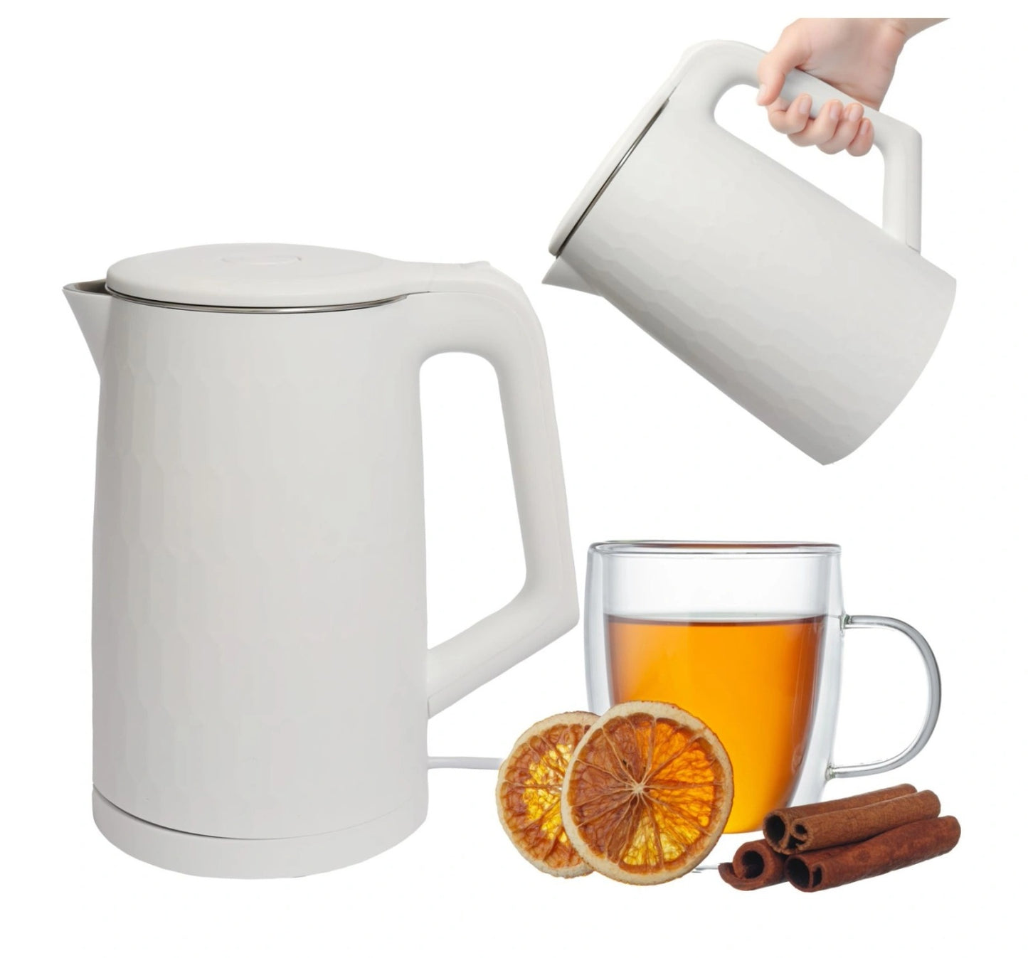 Cordless Electric Travel Kettle, 1.8L, 1500W, White