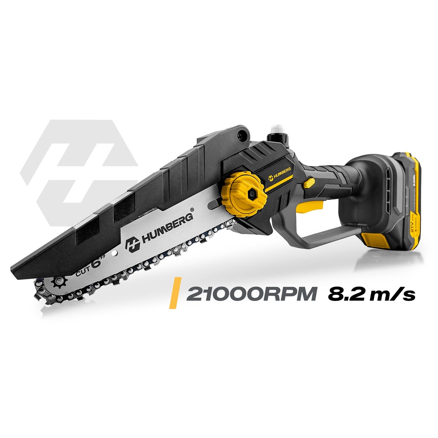 Cordless Mini Chainsaw, Brushless Motor, 2x 21V Batteries