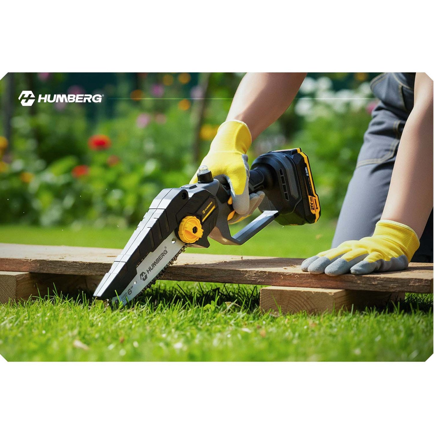 Cordless Mini Chainsaw, Brushless Motor, 2x 21V Batteries