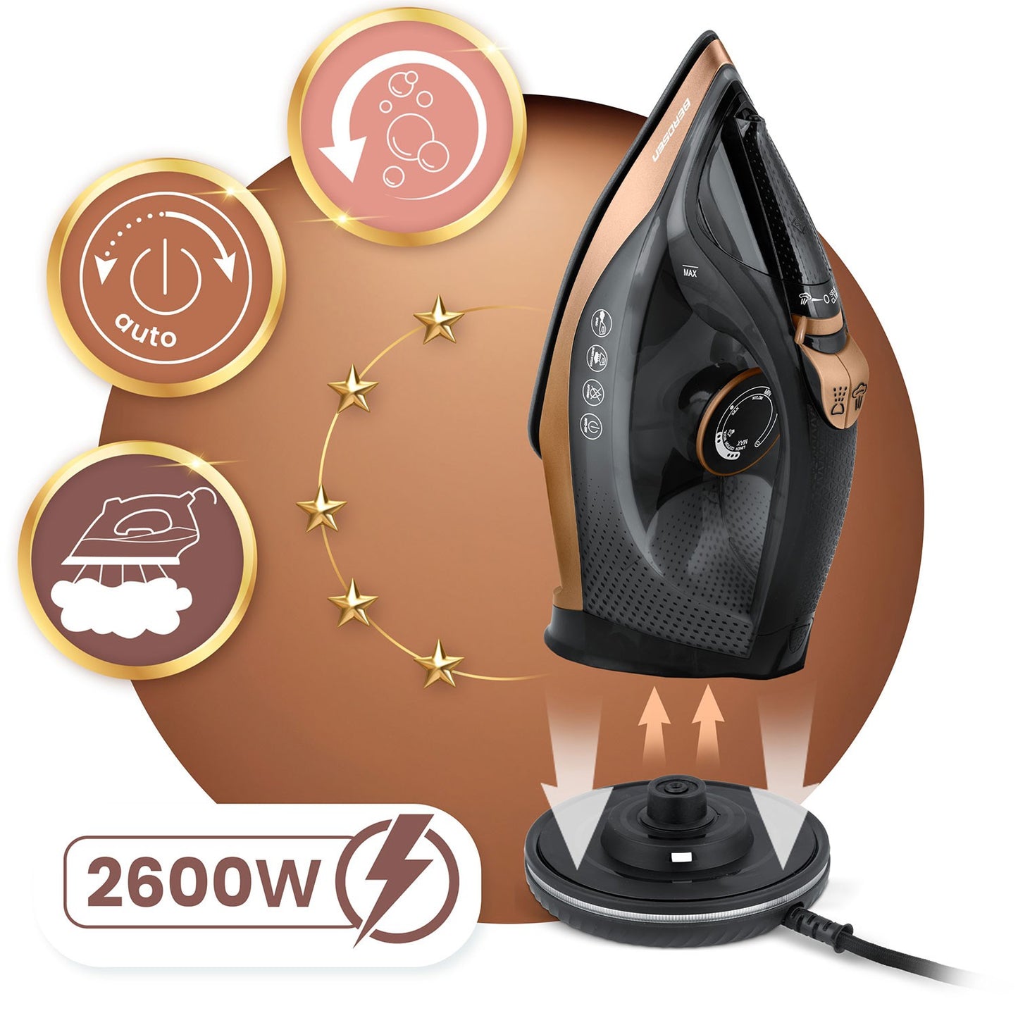 Cordless Steam Iron 2600W, Ceramic Soleplate, 320ml
