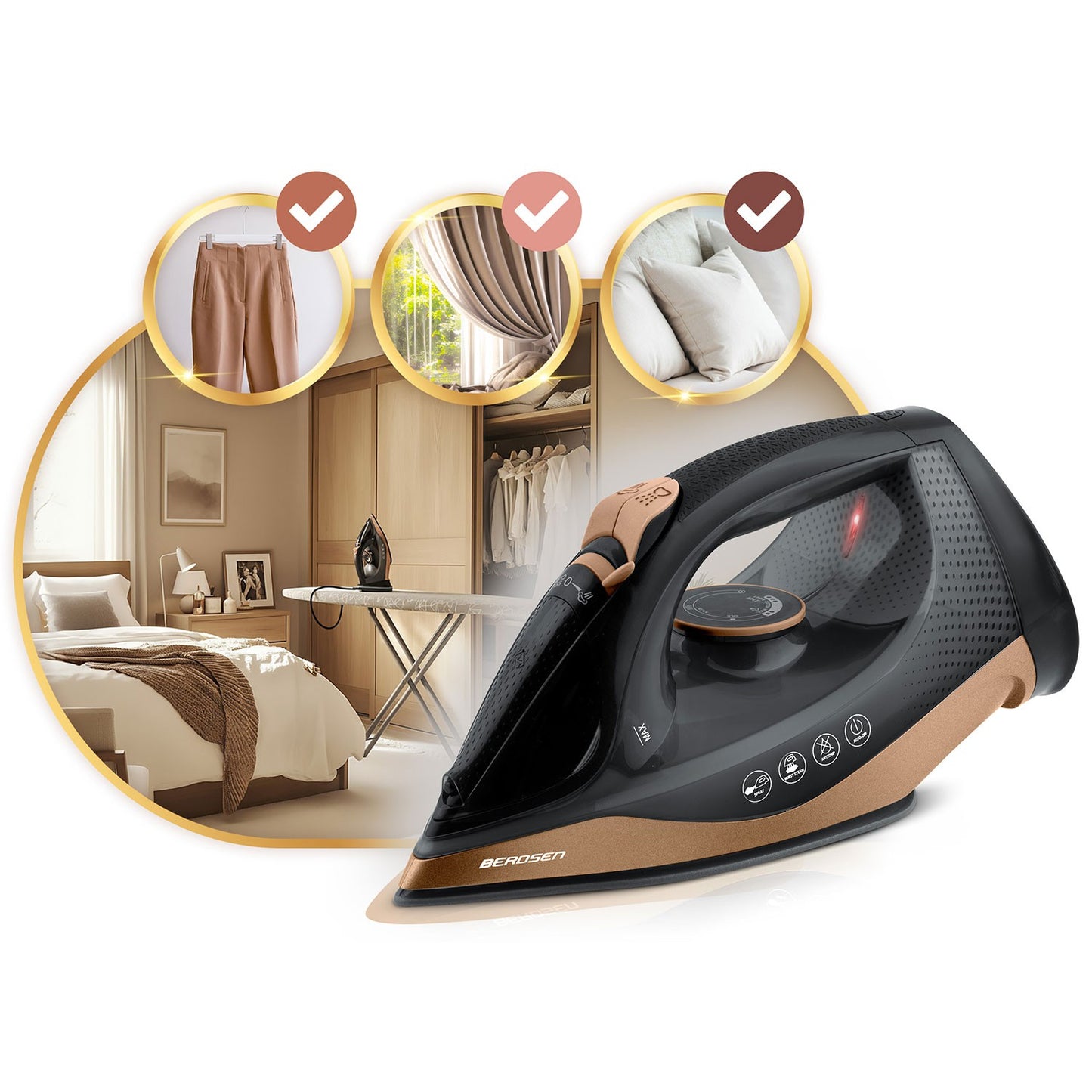 Cordless Steam Iron 2600W, Ceramic Soleplate, 320ml
