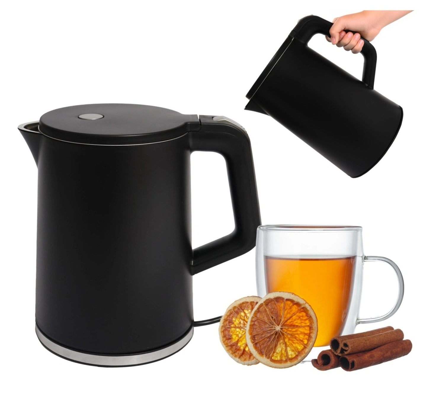 Cordless Travel Kettle, 1500W, 1.2L, Black