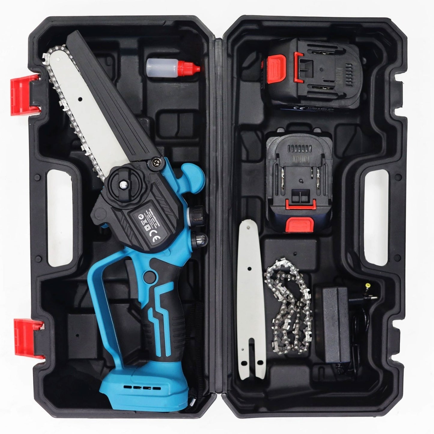 Cordless chainsaw, mini handheld saw, brushless motor, 21V + case