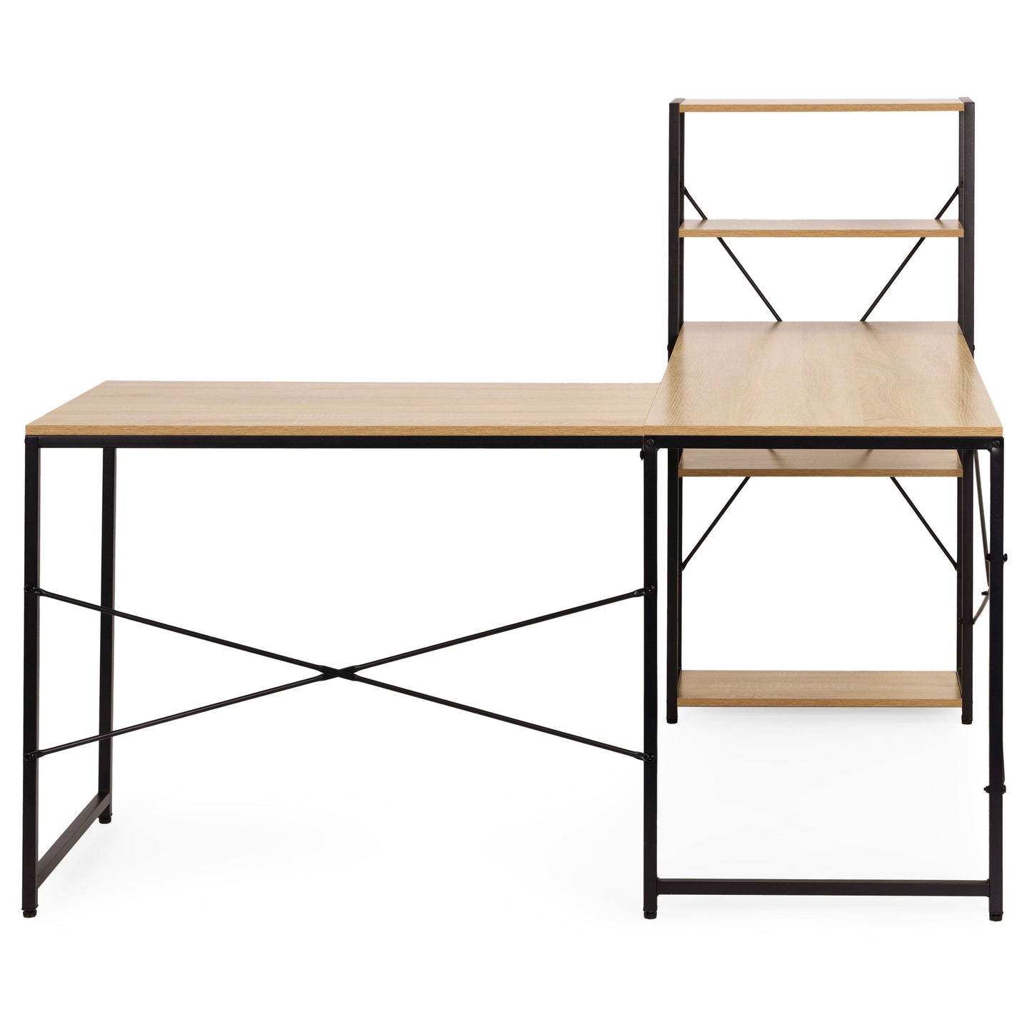 Corner Desk with 4 Shelves, MDF & Metal, Loft Style