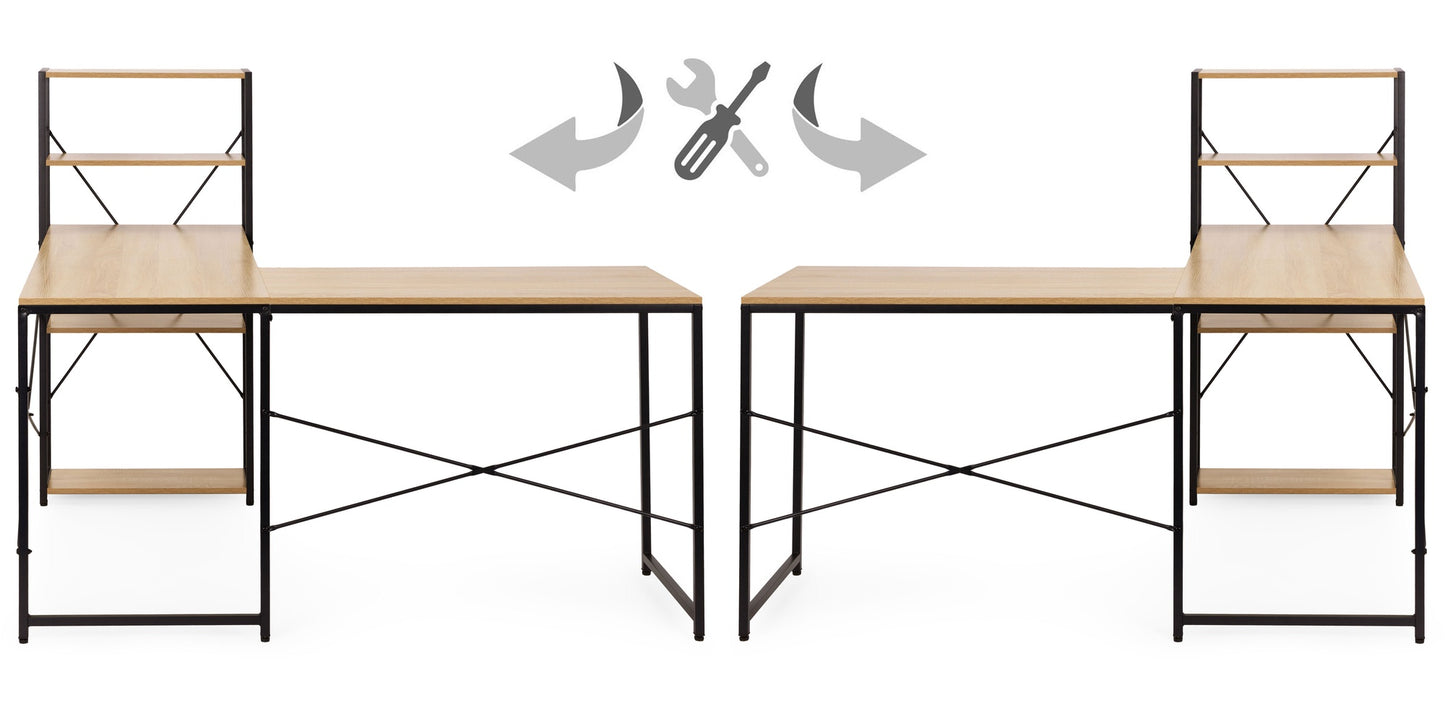 Corner Desk with 4 Shelves, MDF & Metal, Loft Style