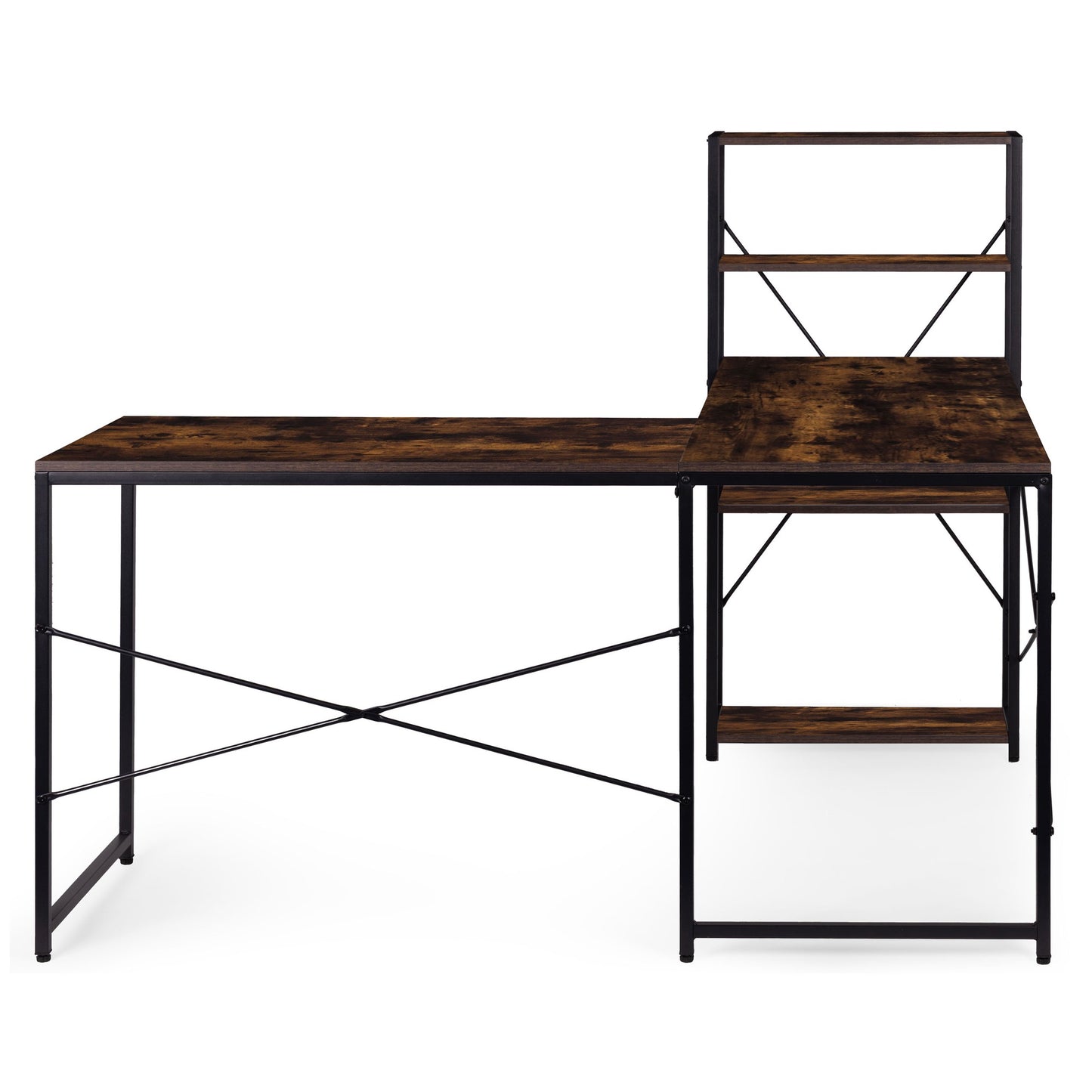 Corner Desk with Shelves, MDF & Metal, Loft Style