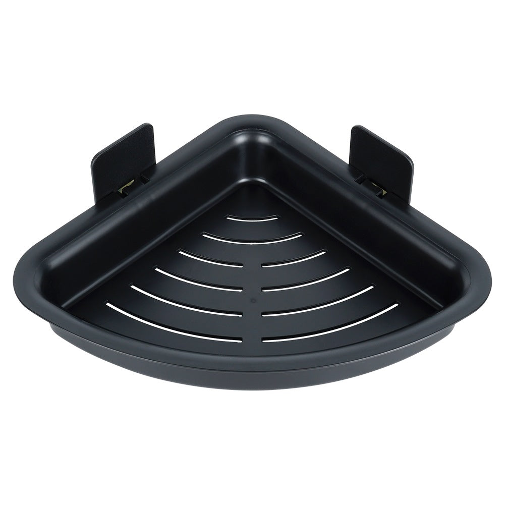 Corner Shower Shelf, Black, Adhesive, 28x22x8 cm